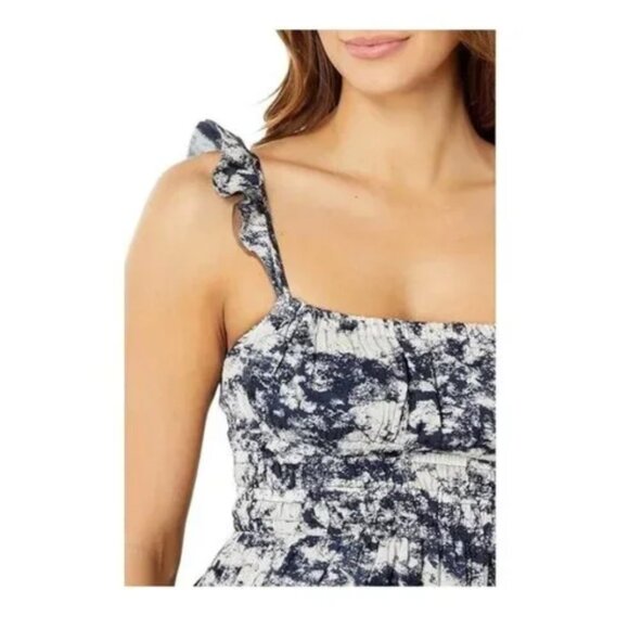 Moon River Blue and White Printed Ruffle Sleeve Maxi Dress Size L - Picture 3 of 8